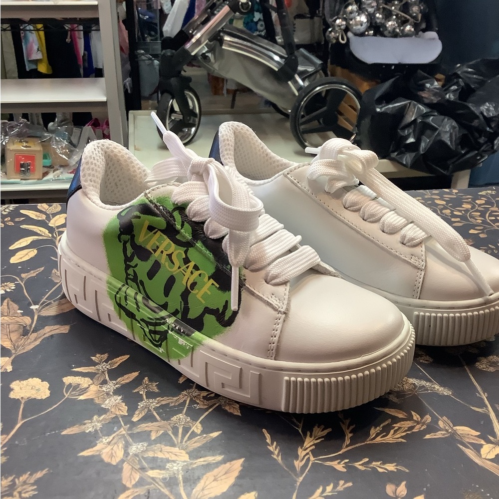 Versace White and Green Sneakers